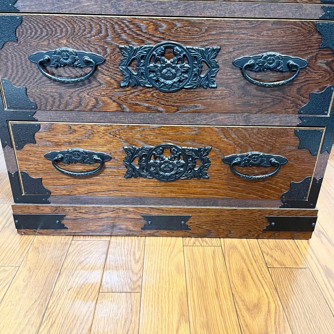 【極美品】民芸家具 5段チェスト 整理箪笥 時代箪笥 収納家具 欅材 和家