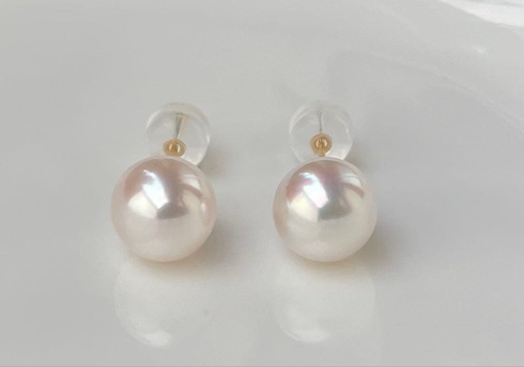 あこや真珠 大玉 K18 アコヤパール 絶品ツヤ ピアス 18金 花珠品質