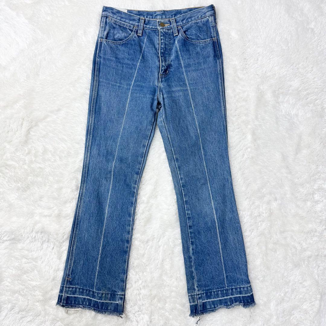 【良品】フミカウチダ　センタープレスデニム　ブーツカットフリンジ　フレア　36