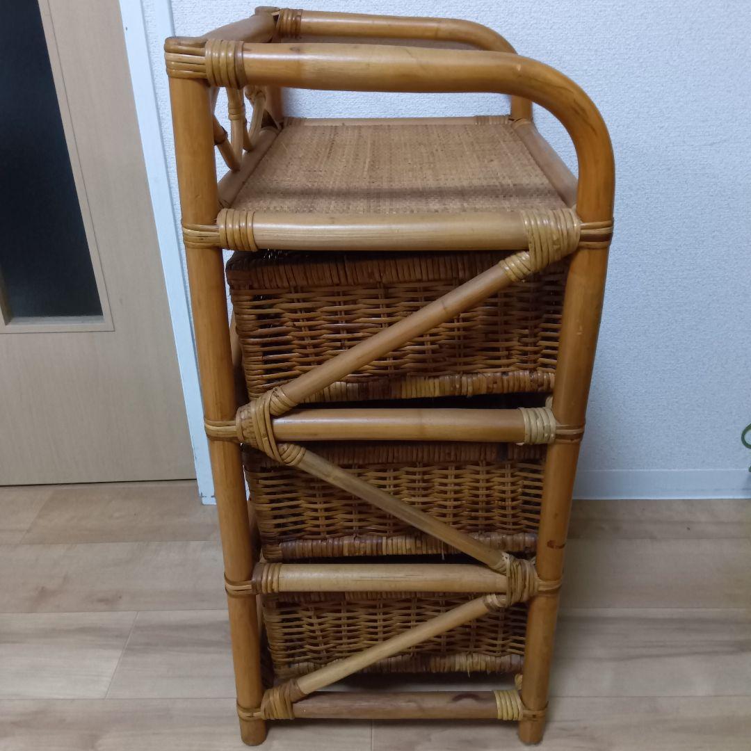 ラタン製 3段引き出しチェスト 籐 棚 チェスト3段 籠