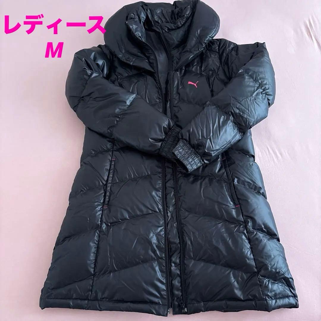 PUMA ブラック ダウン ベンチコート レディース　M ダウン90%
