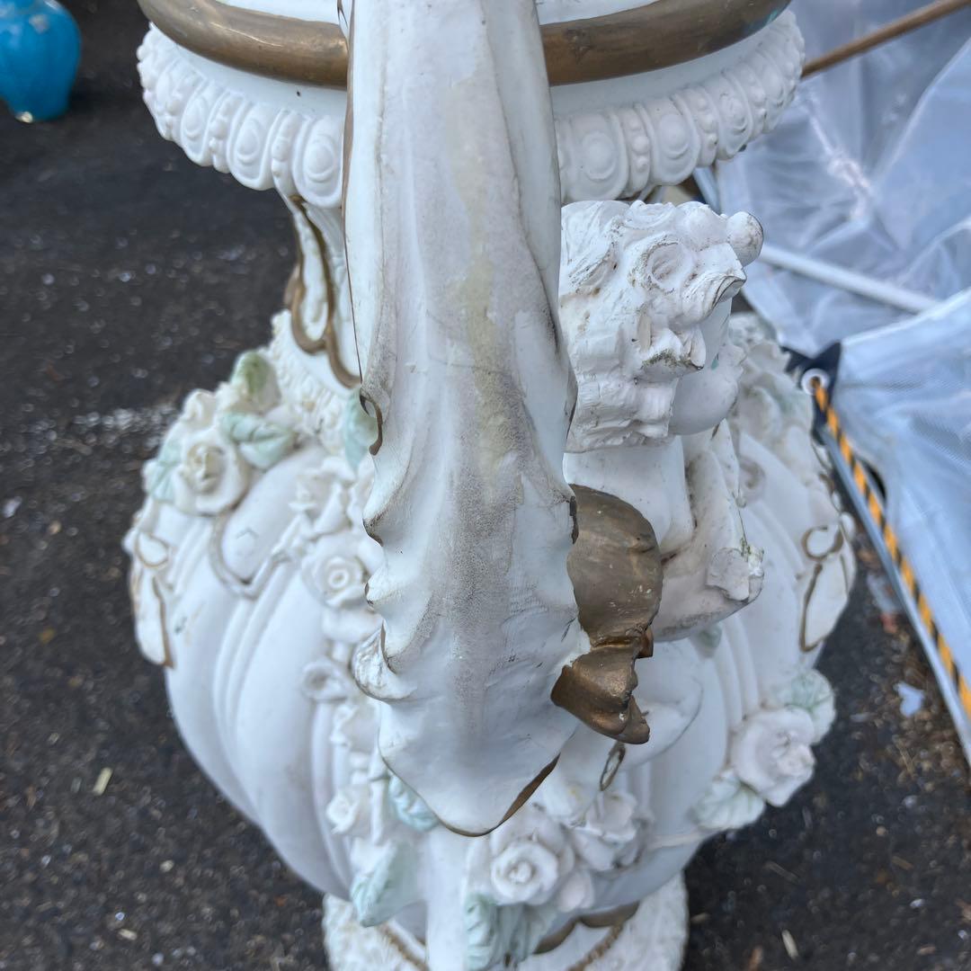 A-1 西洋アンティーク調 天使 薔薇 大型花瓶 オブジェ 置物 ロココ調