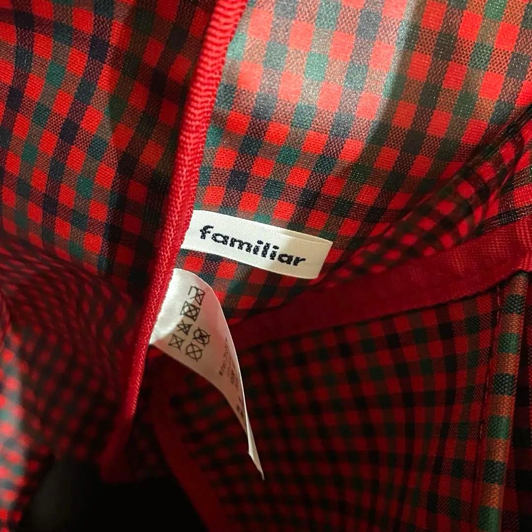 familiar ファミリア 赤黒チェック トートバッグ大