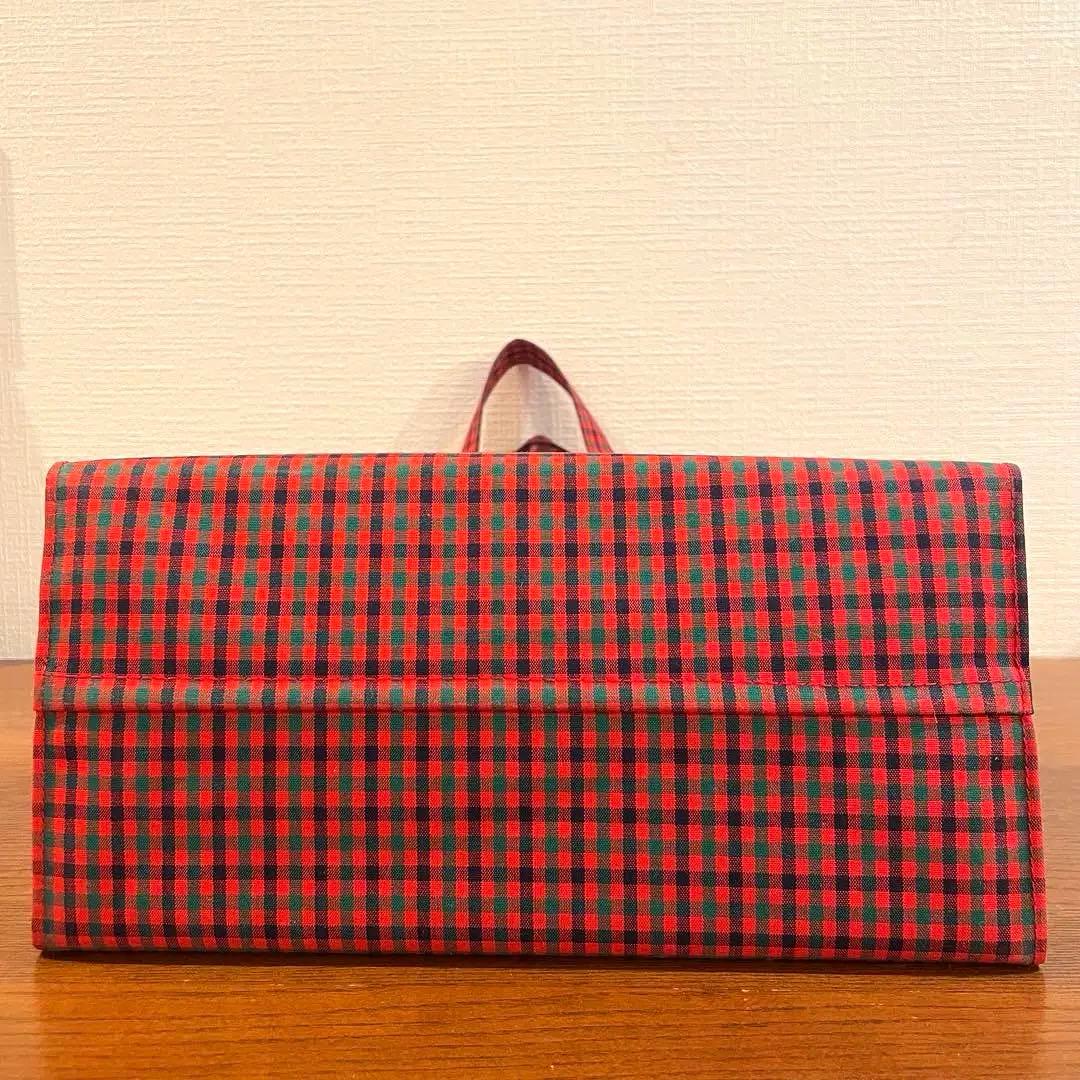familiar ファミリア 赤黒チェック トートバッグ大