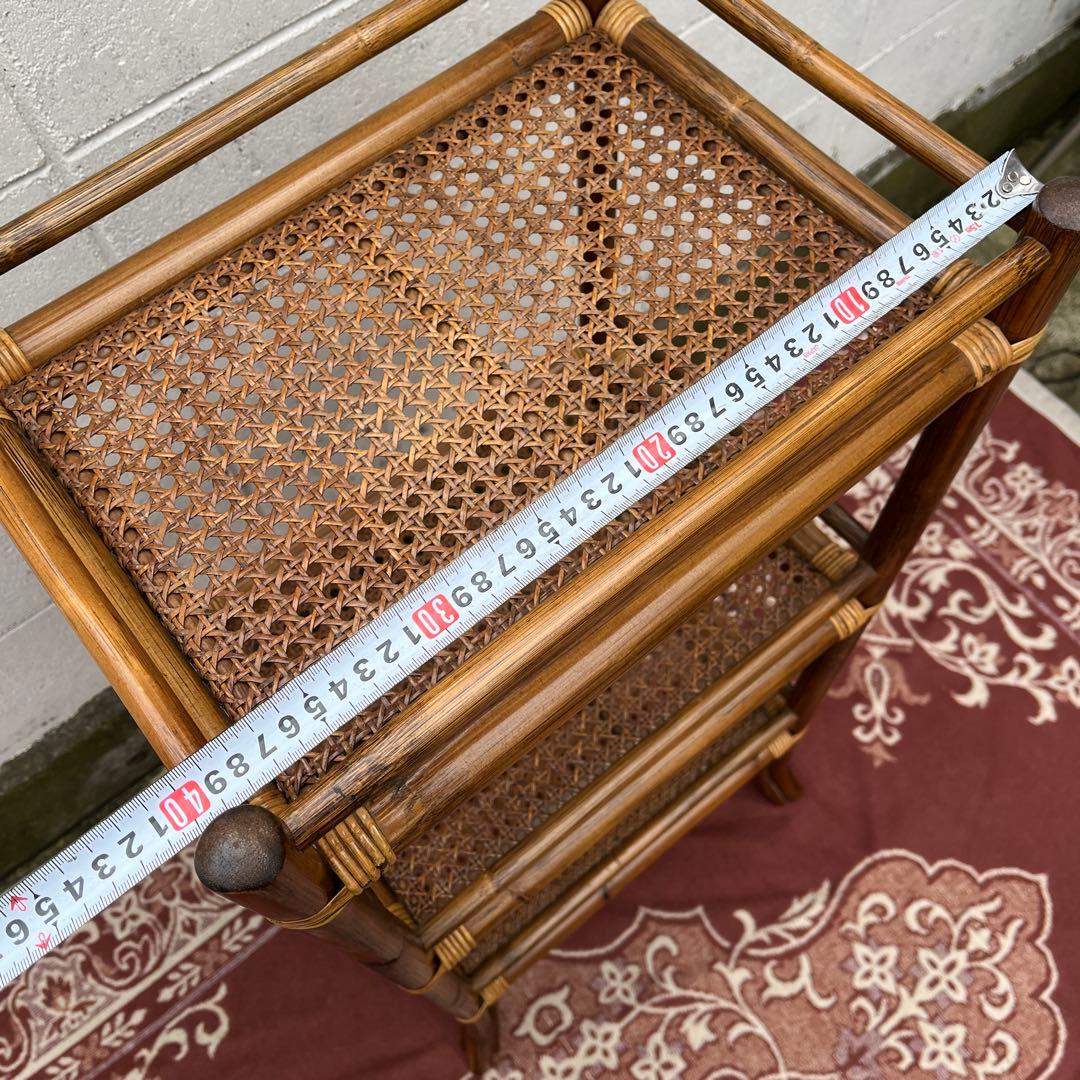 古家具ナチュラル天然素材◾️籐ラタン製 ディスプレイ台 飾り台 花台