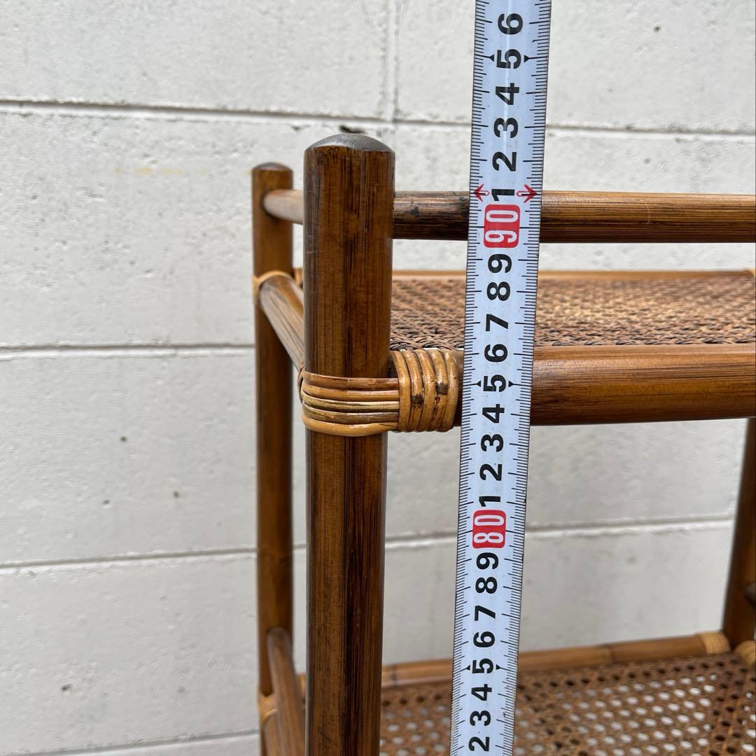 古家具ナチュラル天然素材◾️籐ラタン製 ディスプレイ台 飾り台 花台