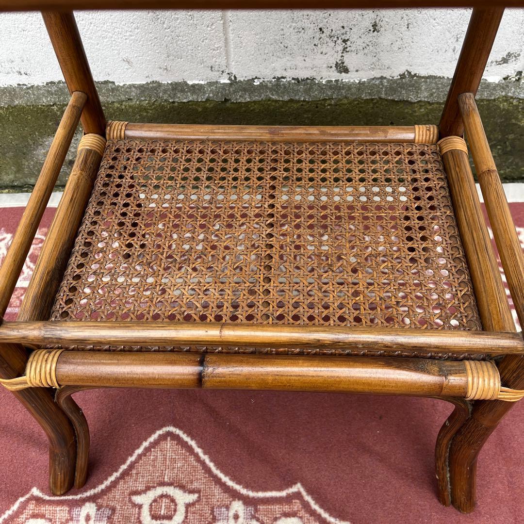 古家具ナチュラル天然素材◾️籐ラタン製 ディスプレイ台 飾り台 花台