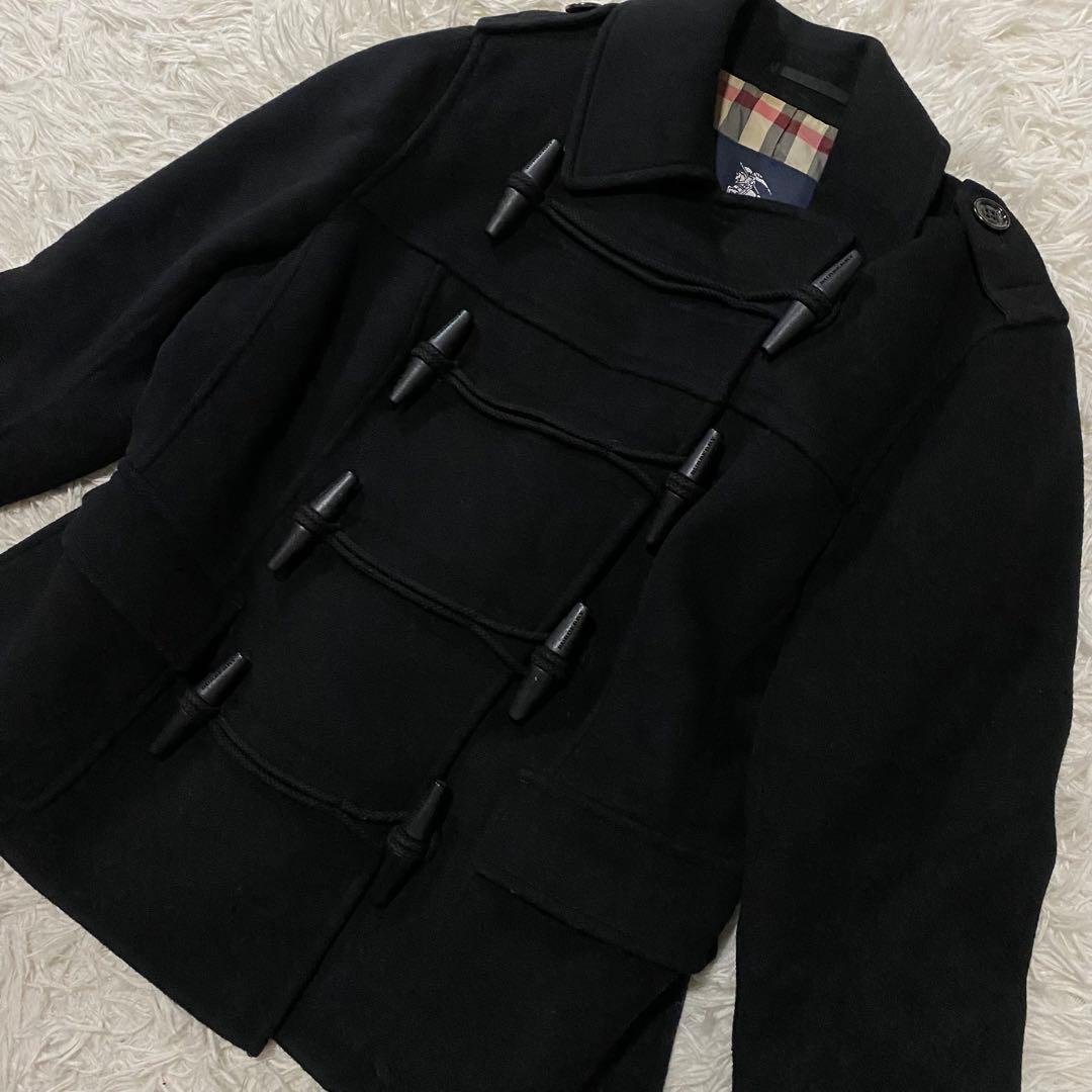 【美品】バーバリーロンドン　ショートダッフルコート　メガチェック　黒　XXL