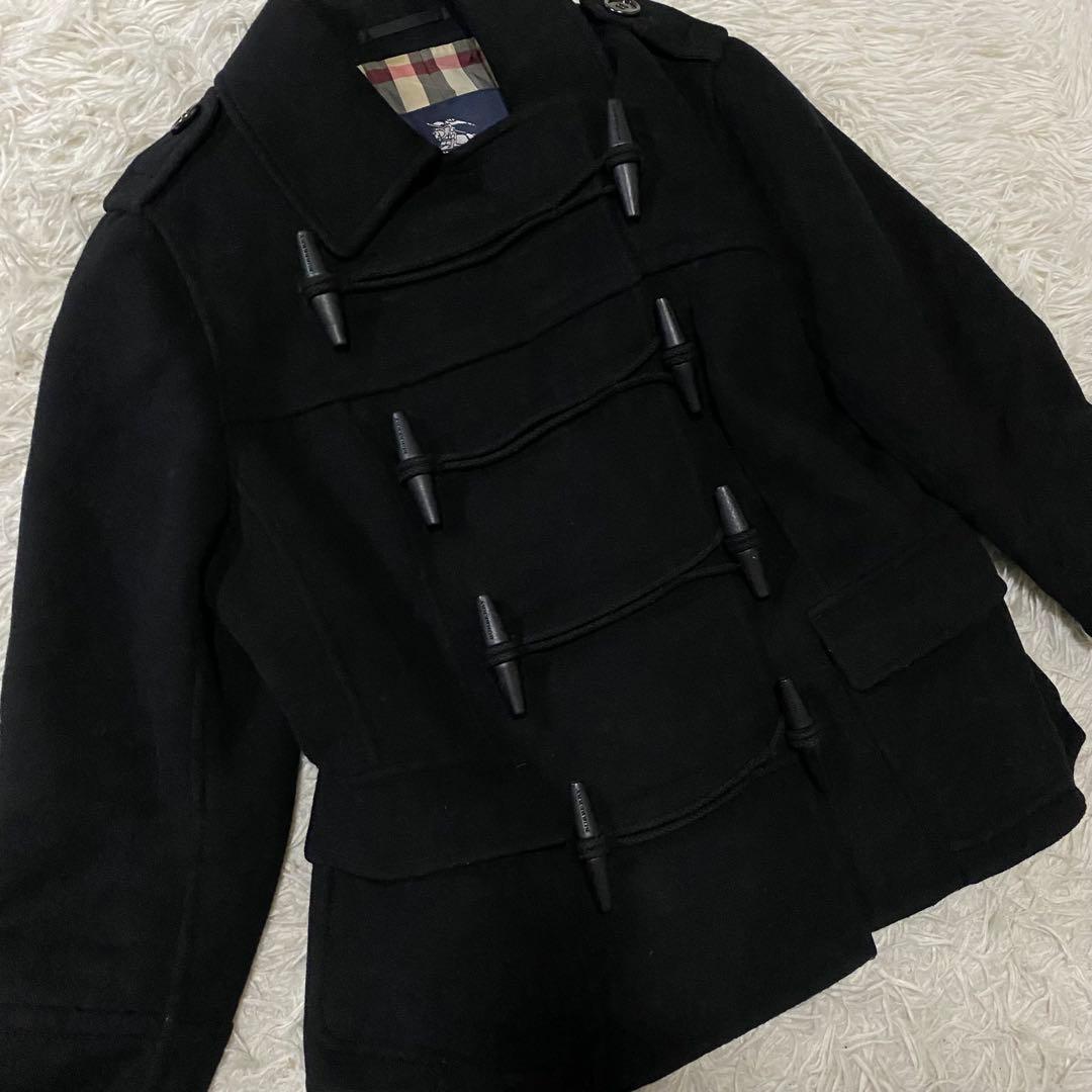 【美品】バーバリーロンドン　ショートダッフルコート　メガチェック　黒　XXL