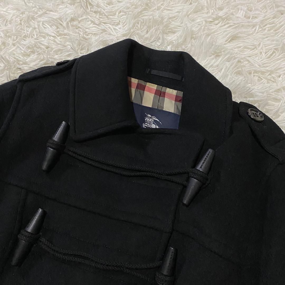 【美品】バーバリーロンドン　ショートダッフルコート　メガチェック　黒　XXL