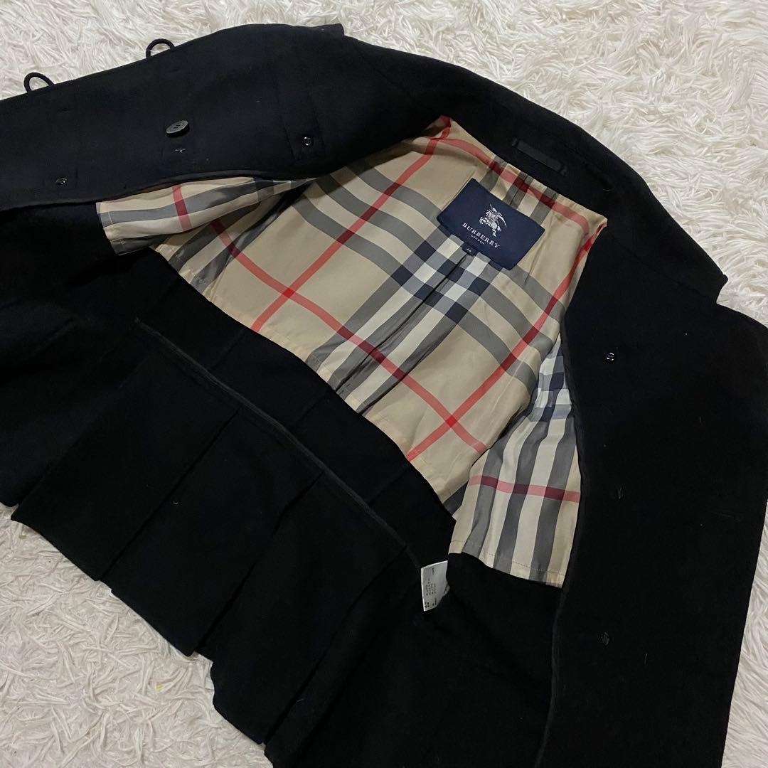 【美品】バーバリーロンドン　ショートダッフルコート　メガチェック　黒　XXL