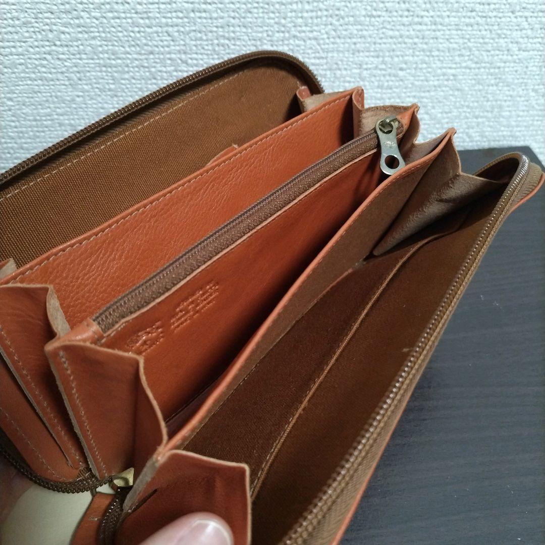 新品 イルビゾンテ 本革 レザー ウォレット ファスナー 財布 キャラメル 茶