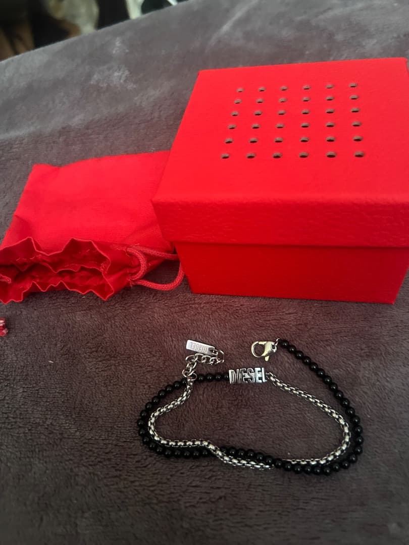 DIESEL 黒曜石 シルバー ブレスレット