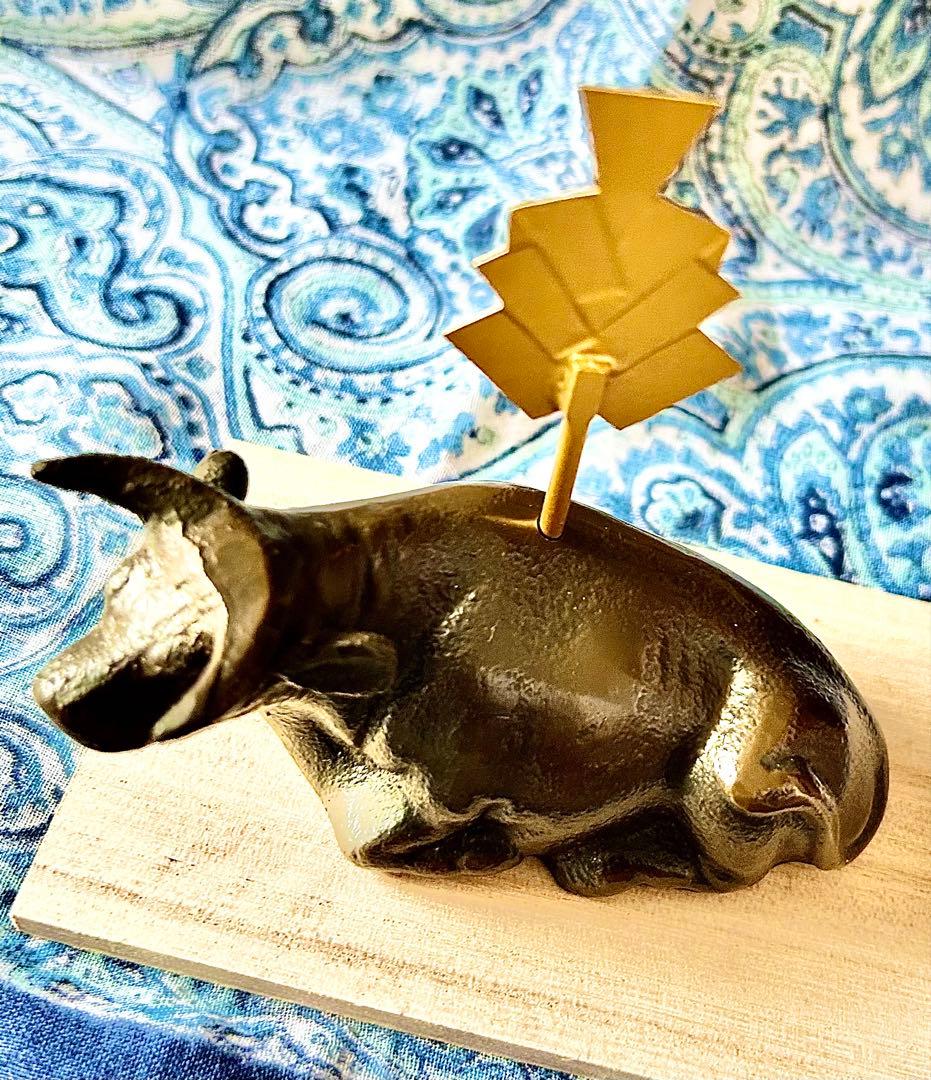 金運爆上げ　秘蔵品　秘法祈祷済み　撫で牛　銅製火防神牛像　出羽三山神社