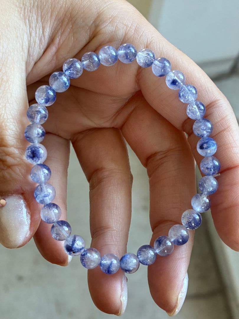 高品質✨高クリア＆濃針マダガスカル産デュモルチェライトインクォーツ　ブレスレット