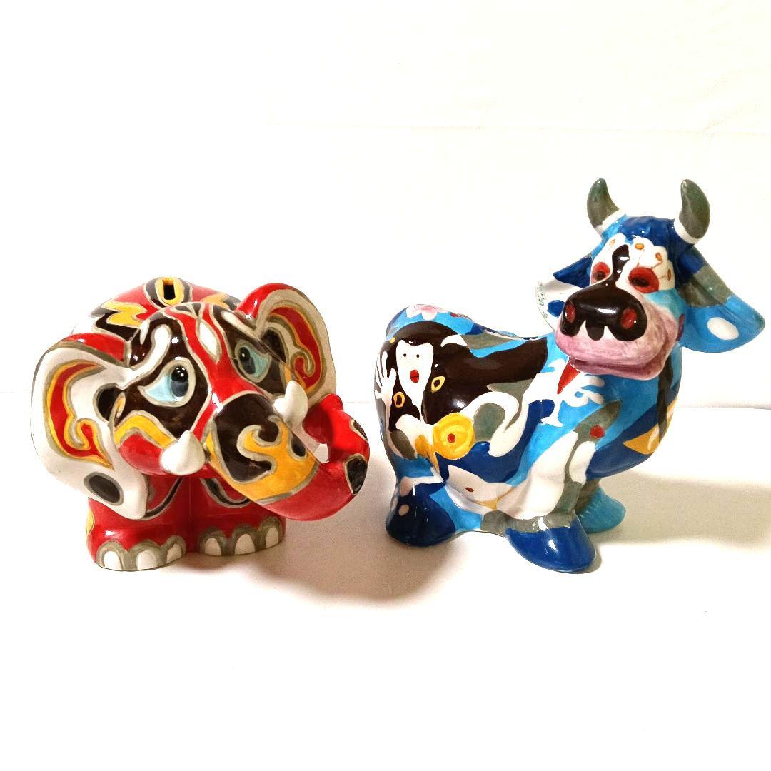 ヴィンテージ サイケデリックアート アニマルオブジェ バンク 貯金箱