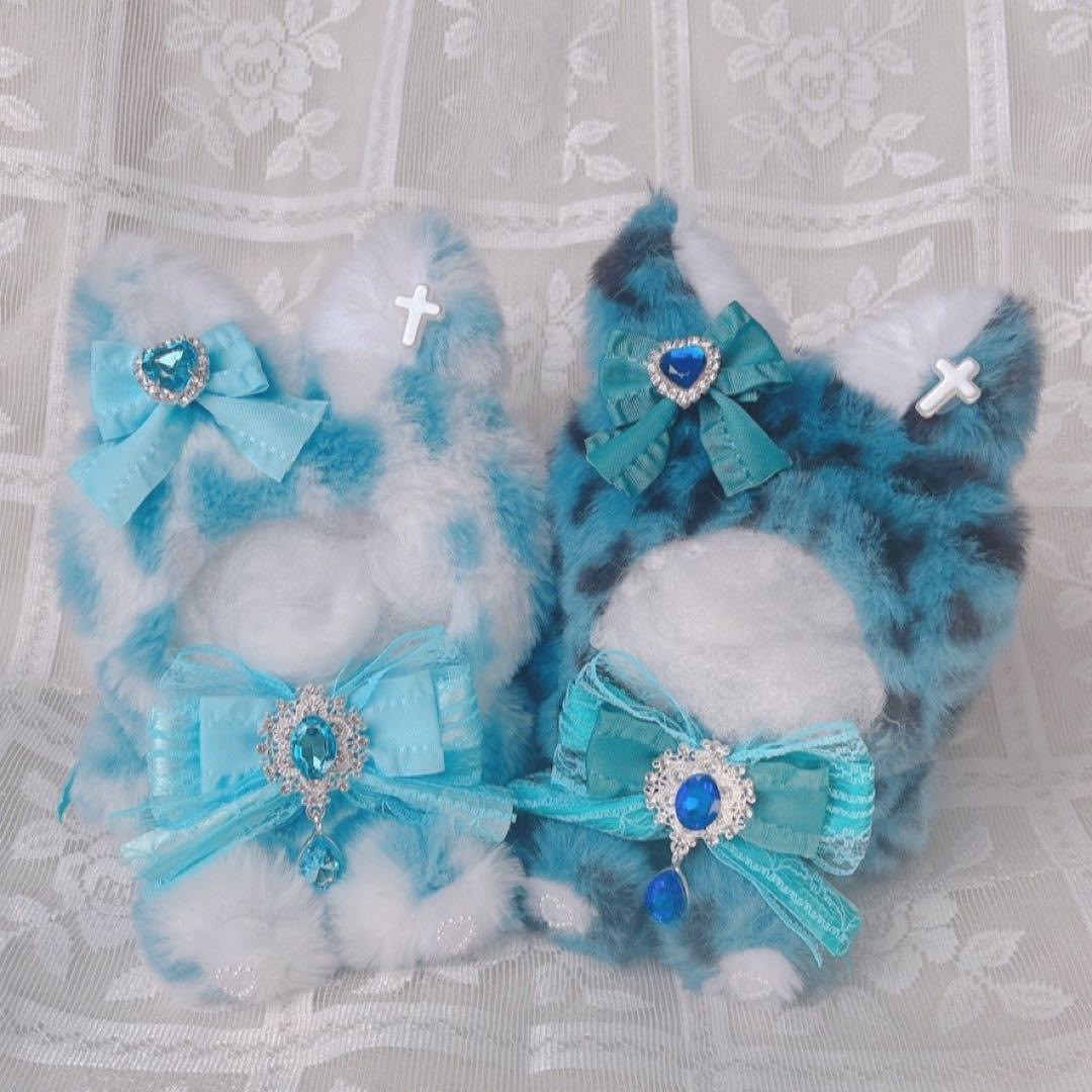 b151 ぬい服 12cm ちびぐるみ 着ぐるみ おすわり 青 ブルー 狼セット