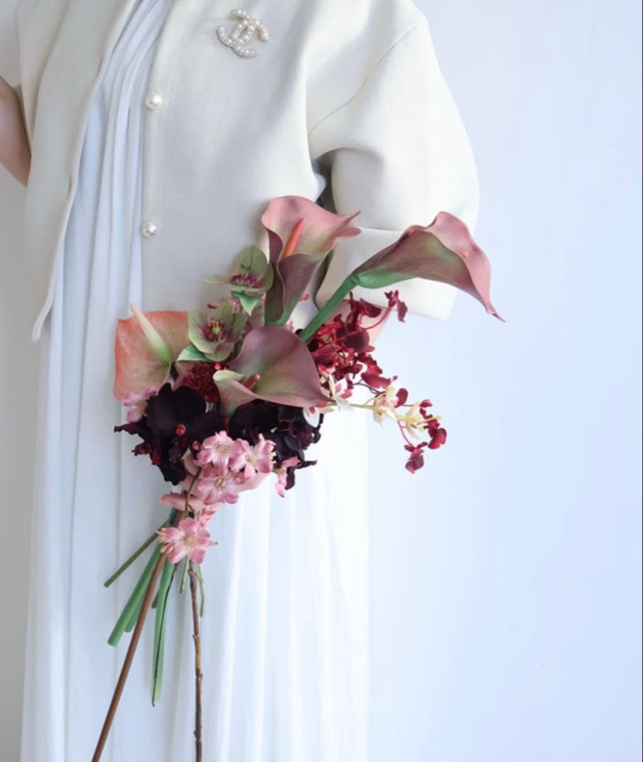 カラー・アンスリウムアームブーケ☆造花☆完成品