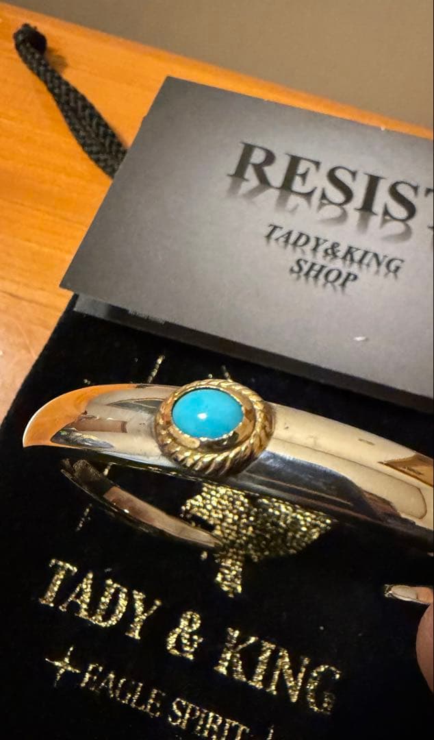 TADY & KING イーグルフェイスバングル金縄ターコイズ