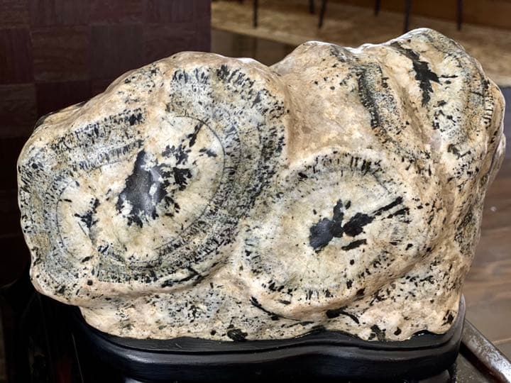 骨董品☆貴重！ナポレオン原石鑑賞石(また時計石)台座付