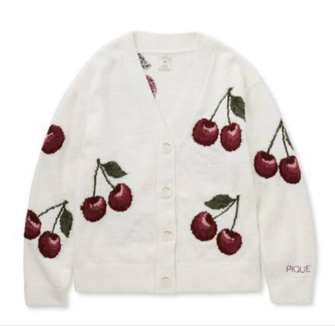 ジェラートピケ　カーディガン　チェリー