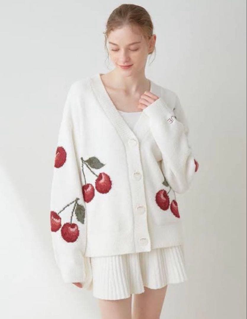 ジェラートピケ　カーディガン　チェリー