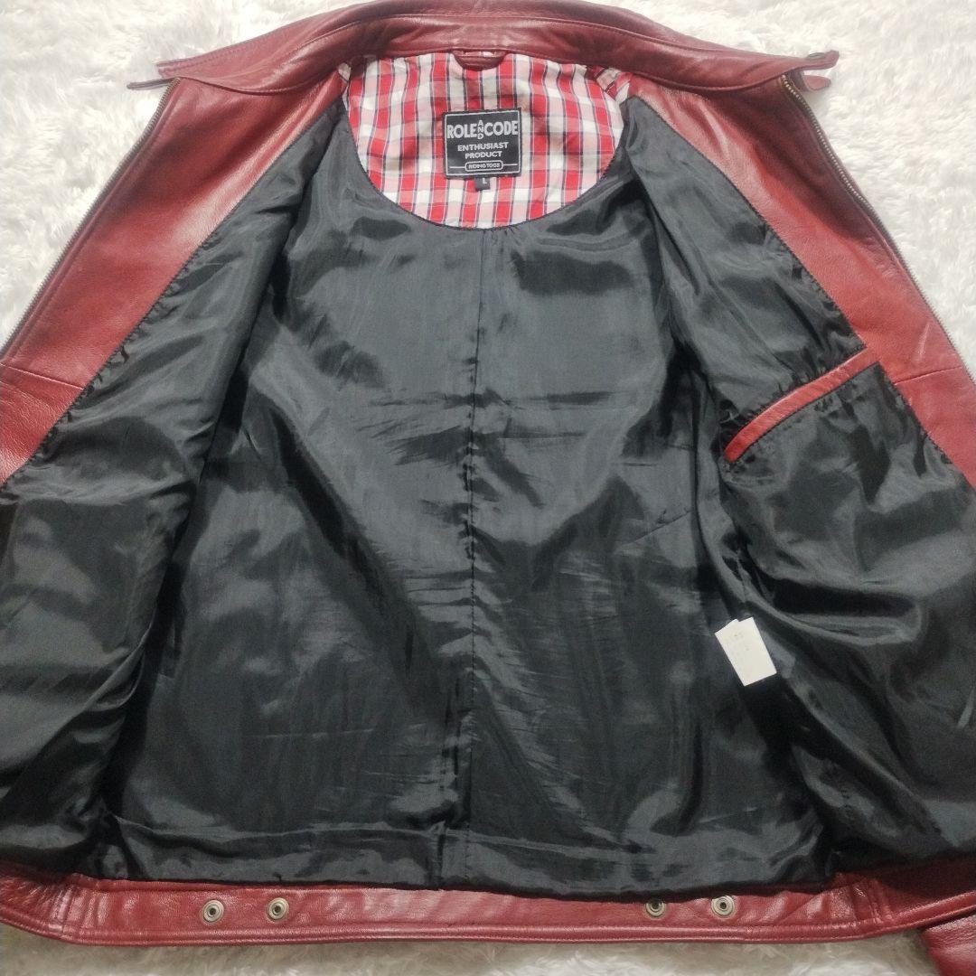 超レア　DEGNER　山羊革　シングルライダースジャケット　コンチョ釦　L　赤