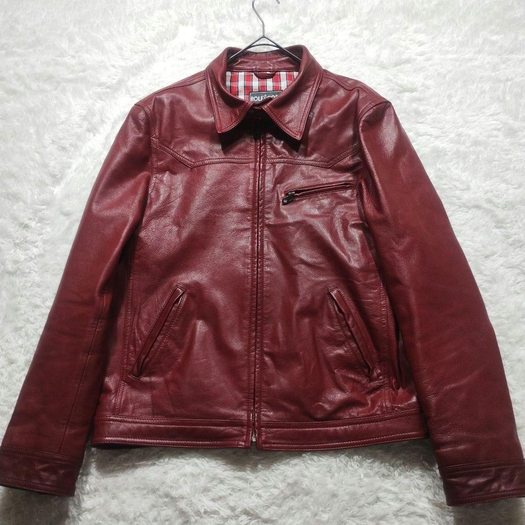 超レア　DEGNER　山羊革　シングルライダースジャケット　コンチョ釦　L　赤