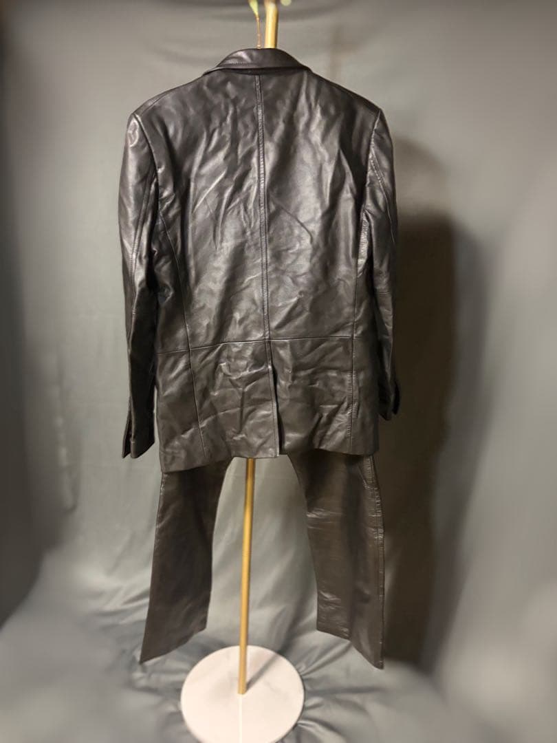 美品 COMME CA MEN 羊革スーツセットアップ 黒 L