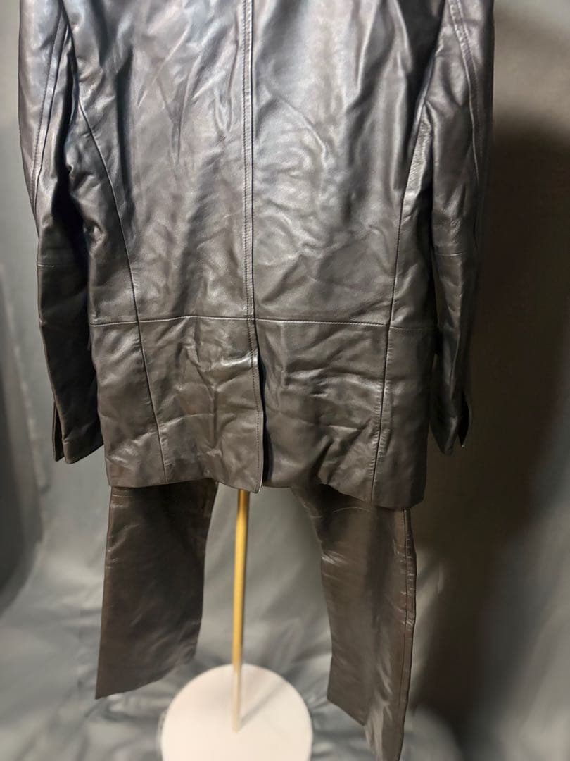 美品 COMME CA MEN 羊革スーツセットアップ 黒 L