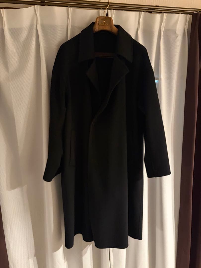 アダムエロペ　メリノウール ダブルフェイス セミダブルコート マフラー付き　L