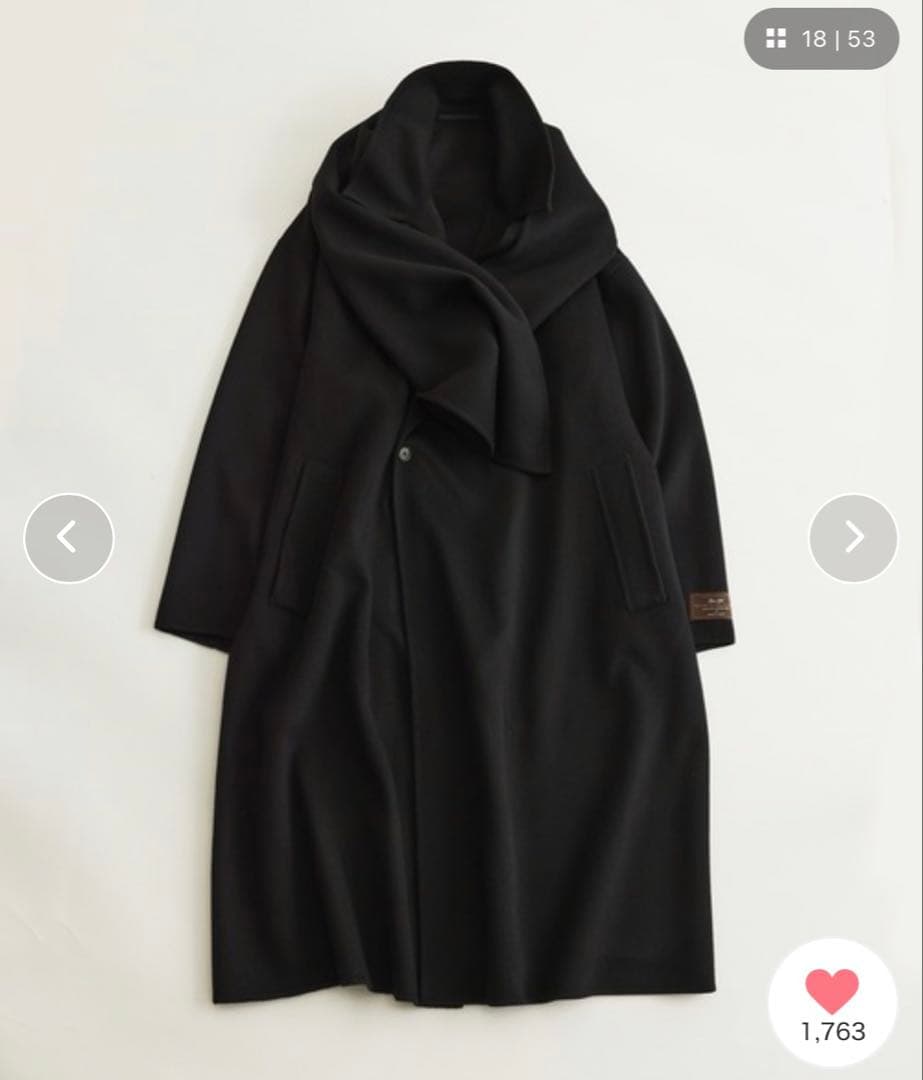 アダムエロペ　メリノウール ダブルフェイス セミダブルコート マフラー付き　L