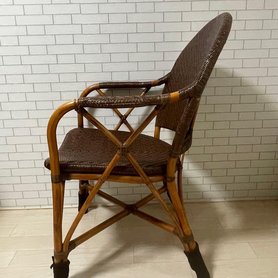 【美品】Kazama ラタンチェア ブラウン ダイニングチェア 籐椅子