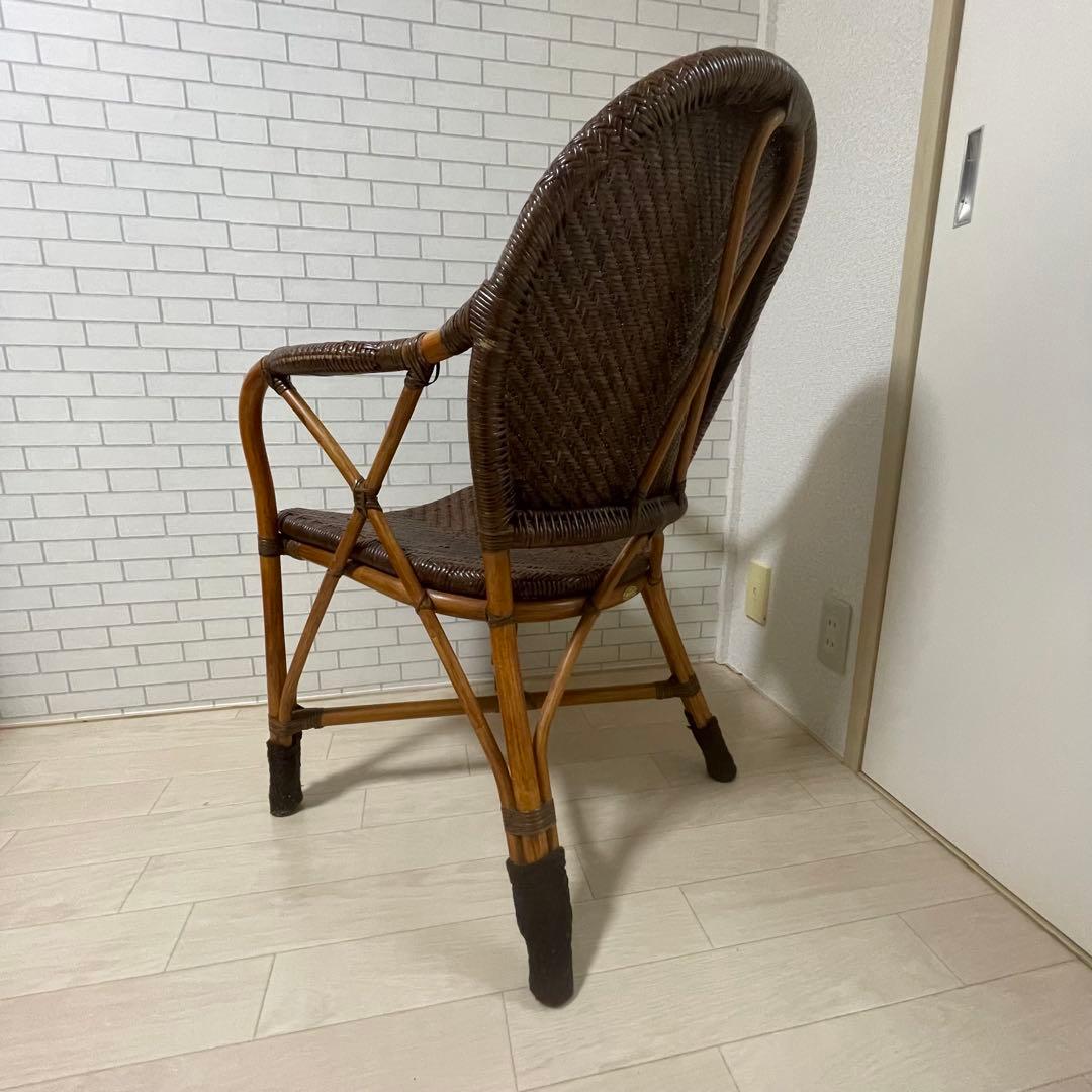 【美品】Kazama ラタンチェア ブラウン ダイニングチェア 籐椅子