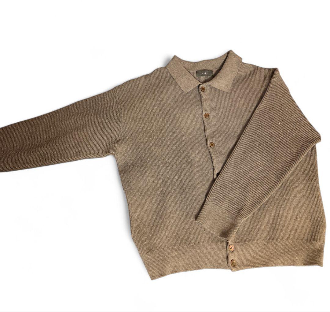 【CLEL】畦編みニットシャツカーディガン（S）