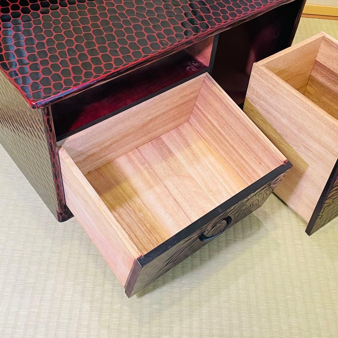 鎌倉彫 鏡台 一面鏡 アンティーク風 和家具 高級 ドレッサー 送料無料