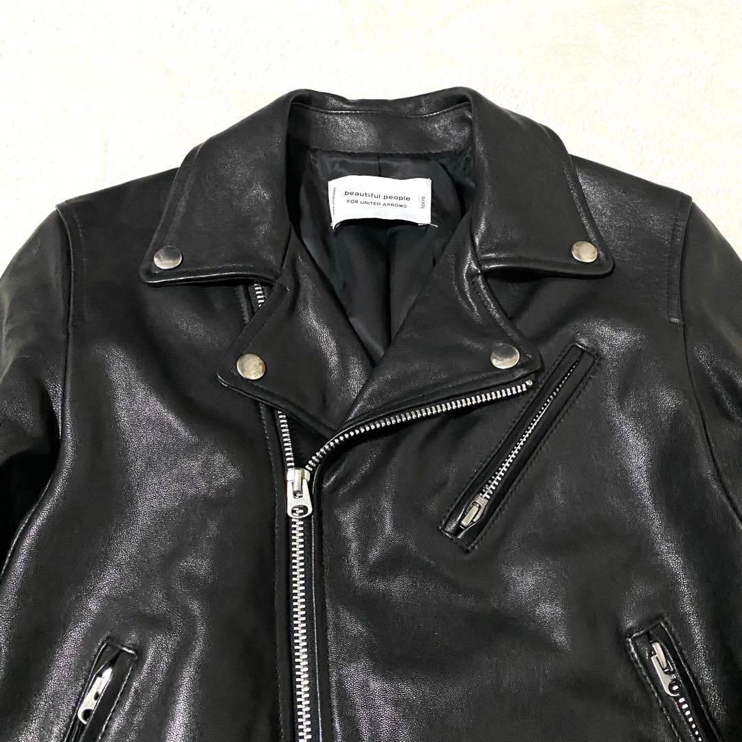 美品‼️ビューティフルピープル　ライダース　レザージャケット