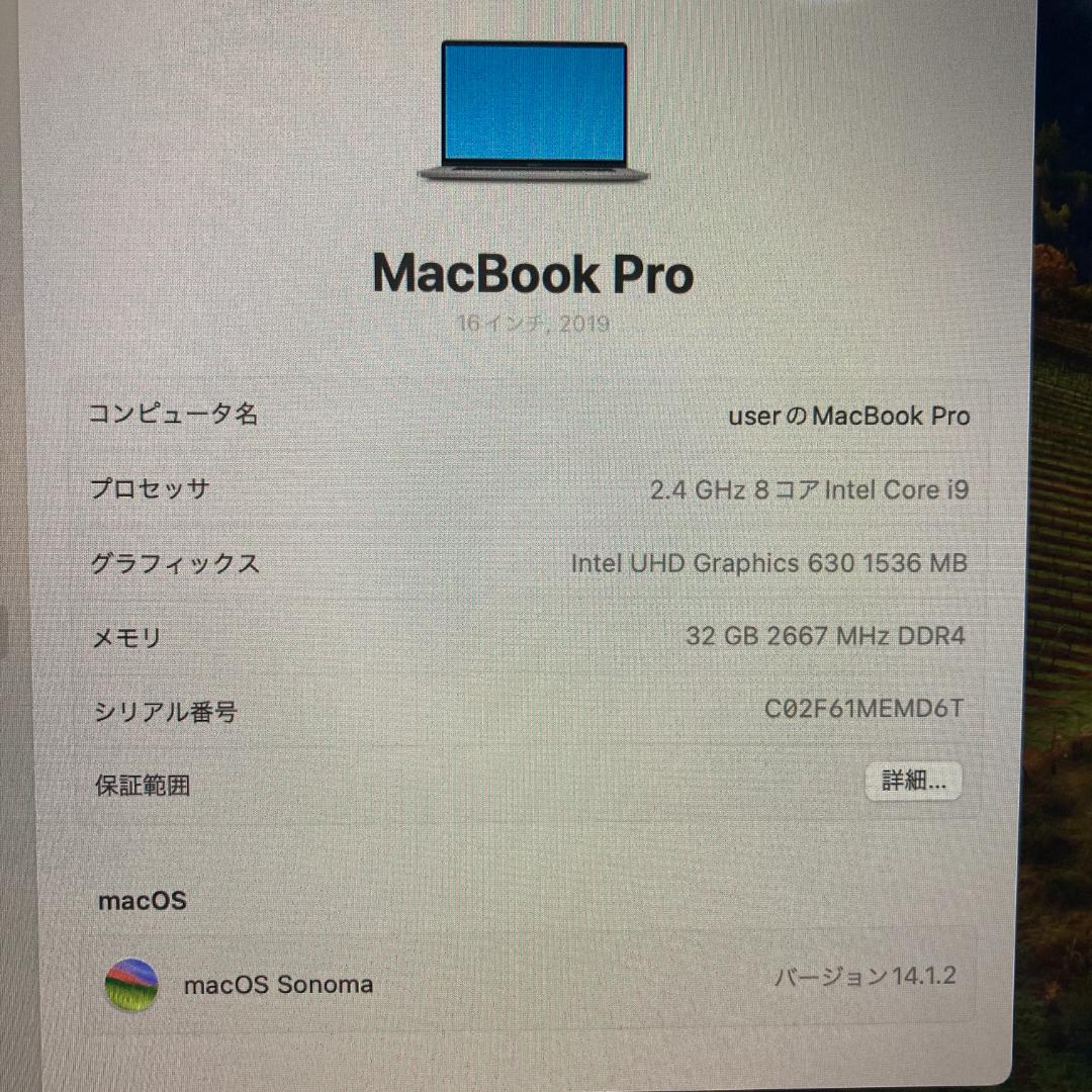 Apple MacBook Pro i9 ノートパソコン 16インチ 32GB