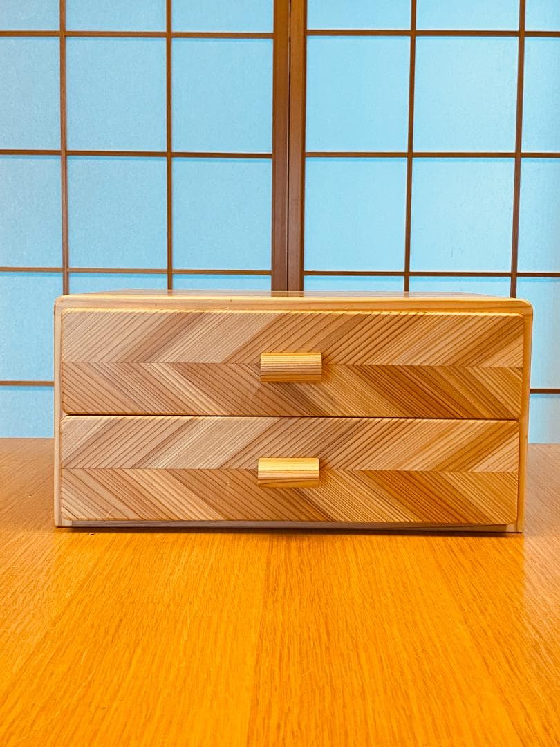 杉　矢羽模様の組子　小引き出し　※値下げしました！