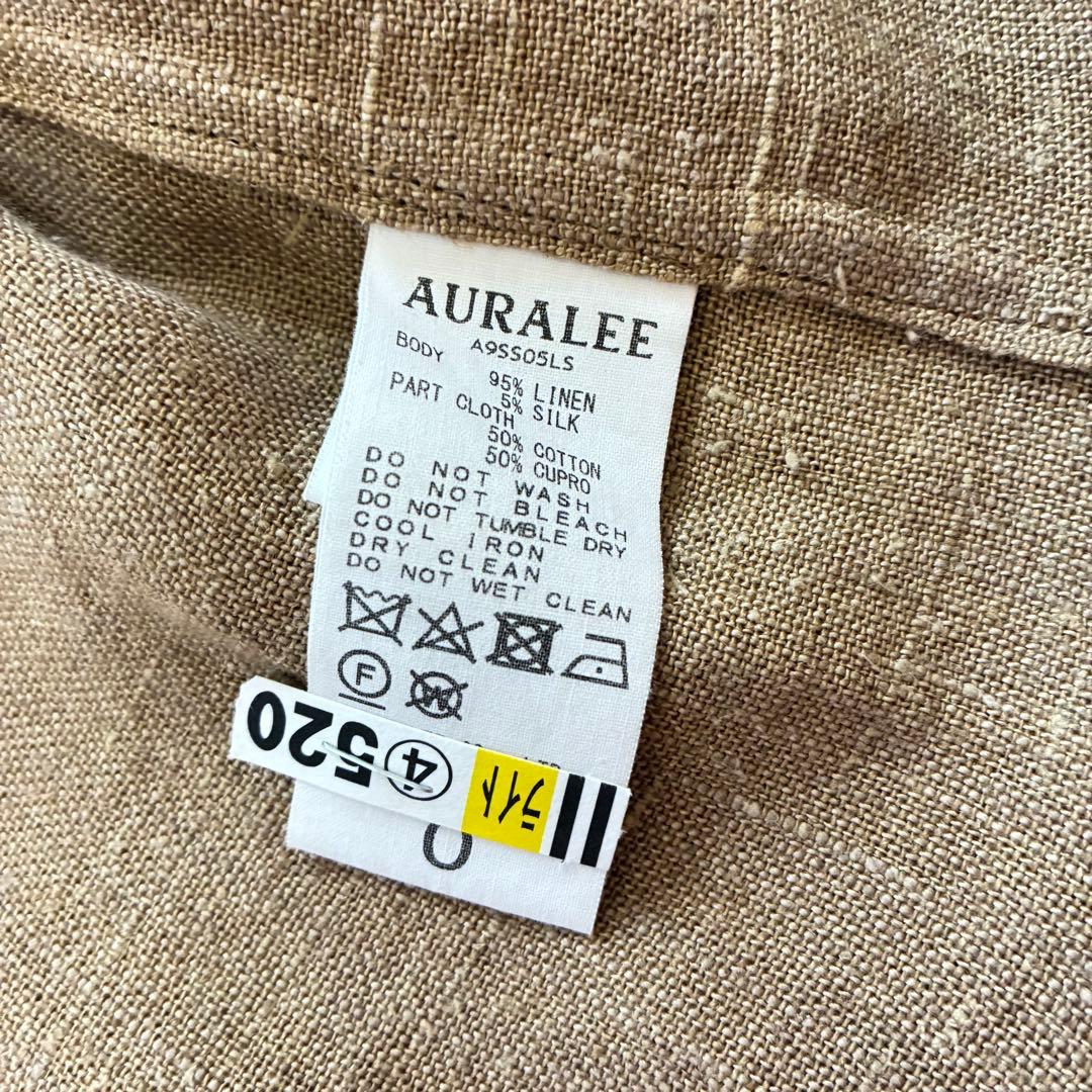 【美品】 AURALEE 半袖シャツ リネン 0 ブラウン