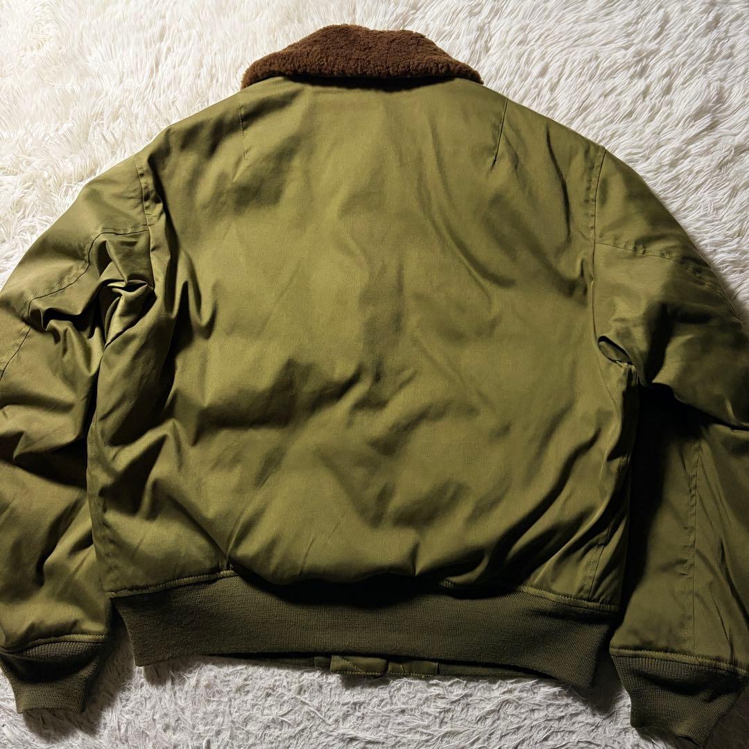 美品■BEAMS + フライトジャケット　B-15A 襟ボア　カーキ