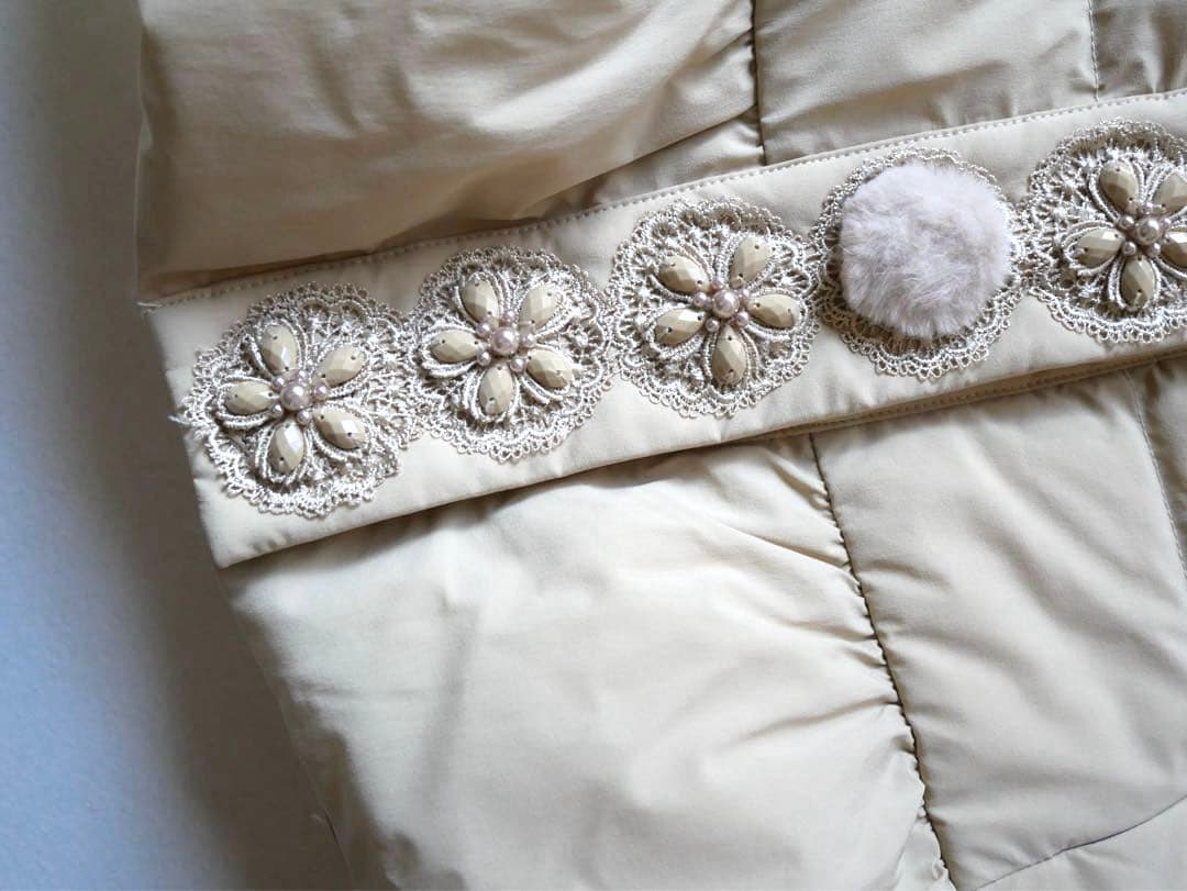 スーパービューティー レース ファーボンボン ダウンコート 40