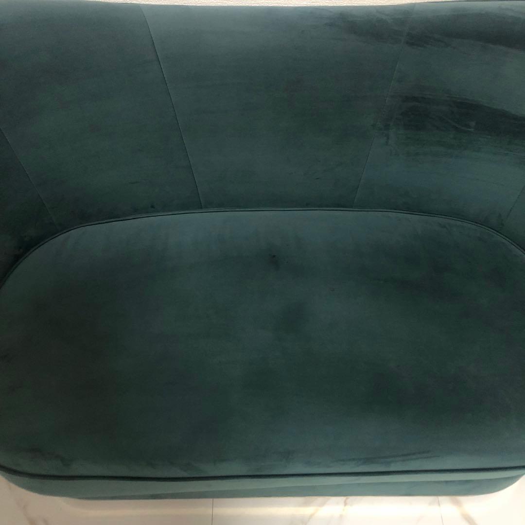 【Francfranc】ダークグリーン カーブ型ソファ