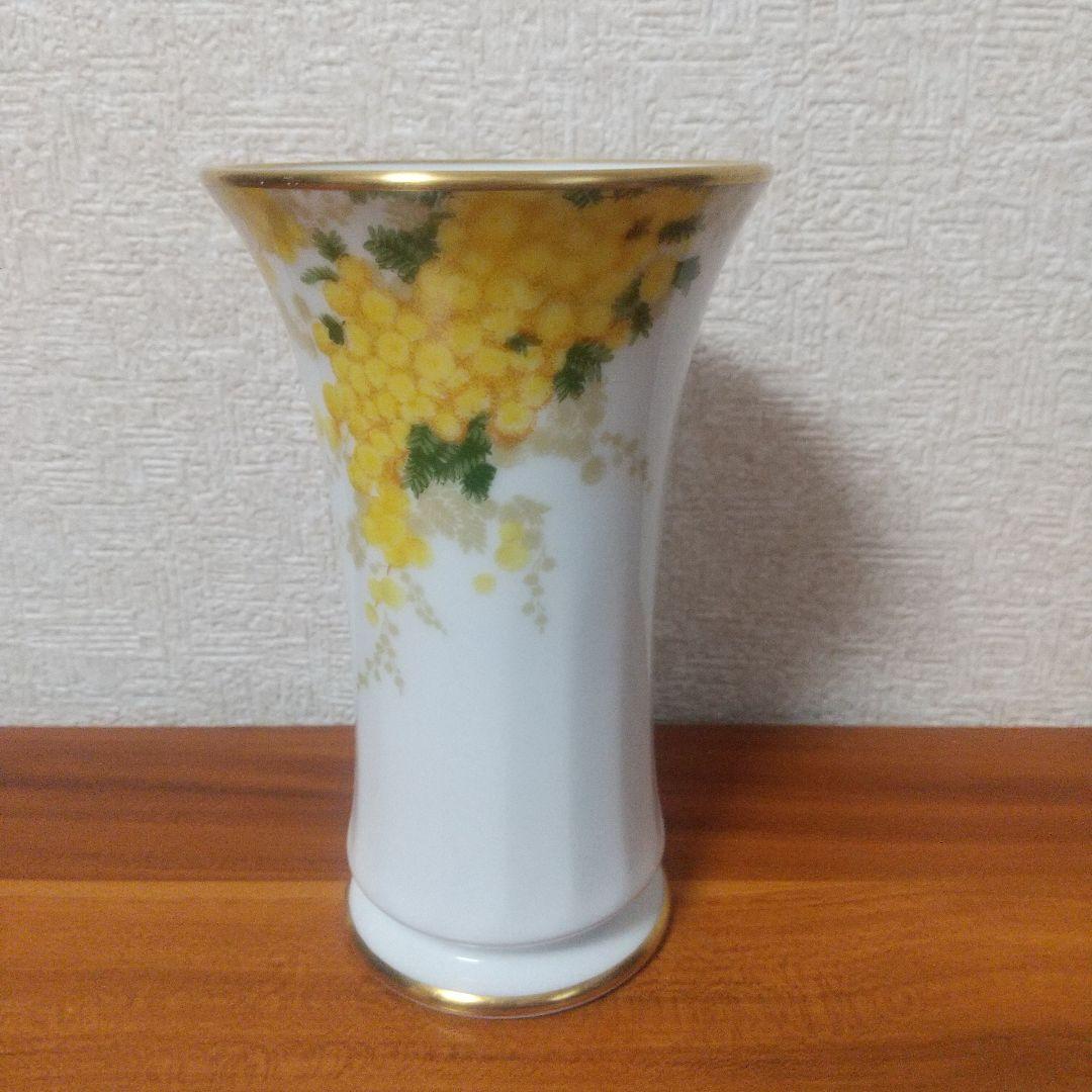 花柄陶器 花瓶 大倉陶園 ミモザ花瓶 小ぶり OKURA JAPAN
