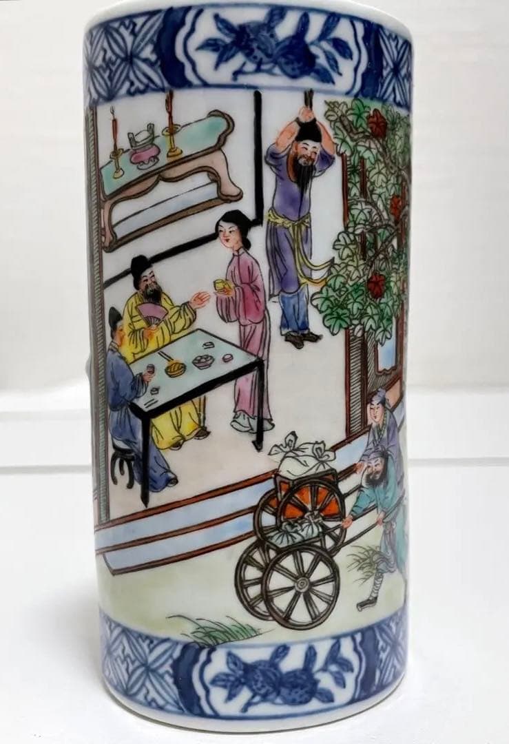 中国 骨董 筆筒 大清乾隆年製 旧蔵古玩 書道具 中国古陶磁 陶芸古美術 。