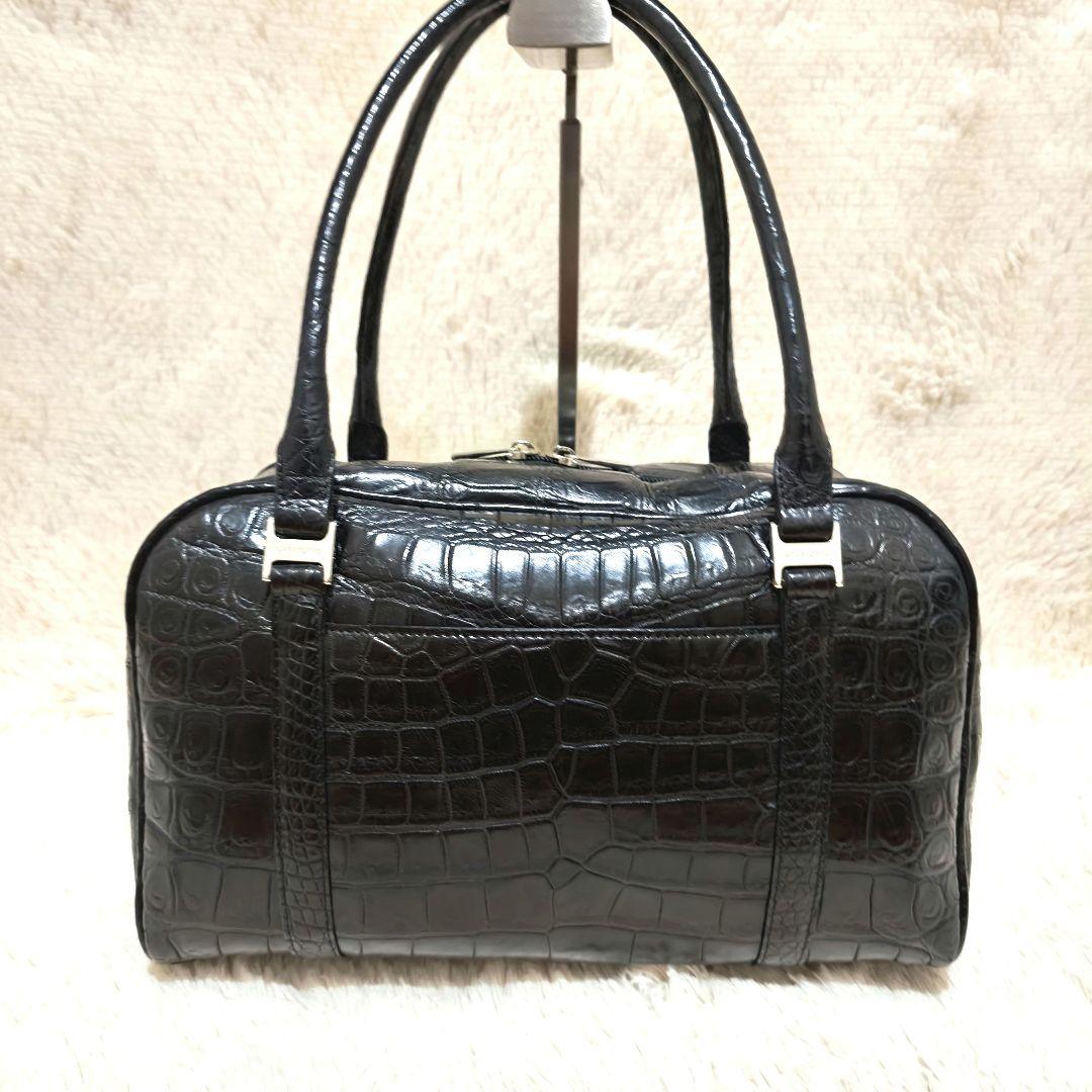 【美品】JRA・クロコダイル・ボストンバッグ・肩掛け・金具