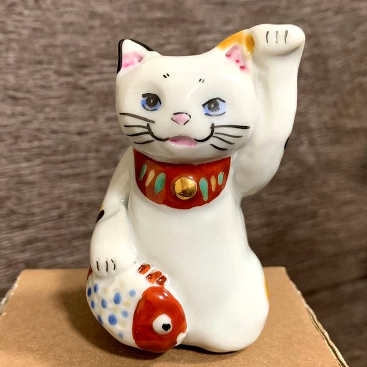 おまとめ◆限定品【願いが叶う】商売繁盛 開運招福 来福招き猫 鯛 左手 白色