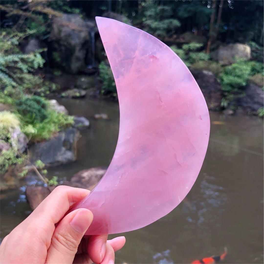 ローズクォーツ　原石　ムーン　プレート
