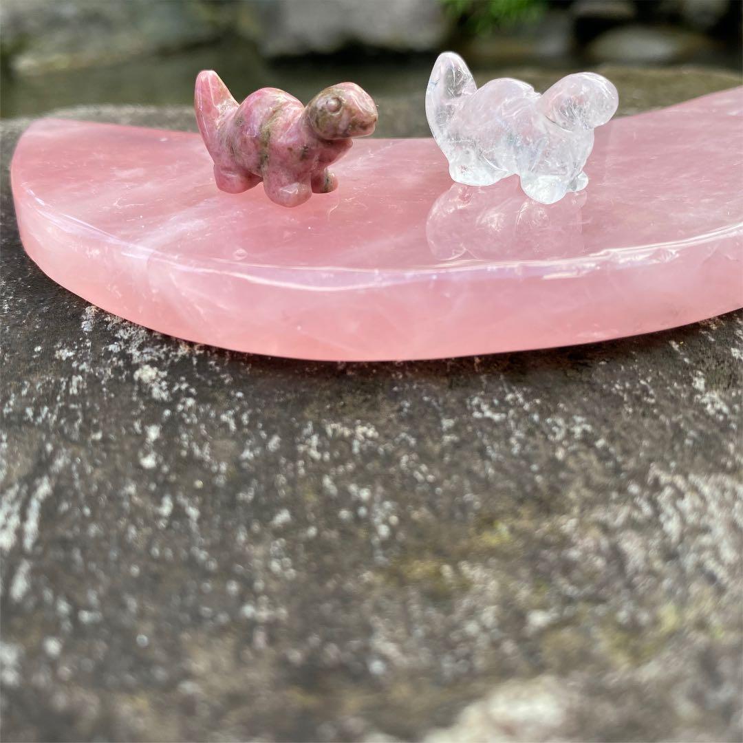 ローズクォーツ　原石　ムーン　プレート