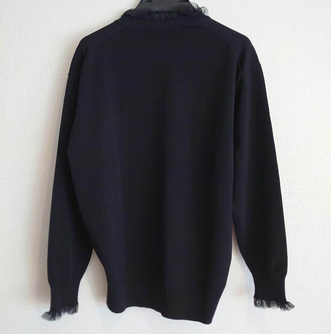 DRAWER ドゥロワー/16G　ネックフリル　ロングスリーブニット